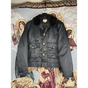 Vintage San Jose Police Coat Bomber Uniform Jacket Fur Collar Security Gold